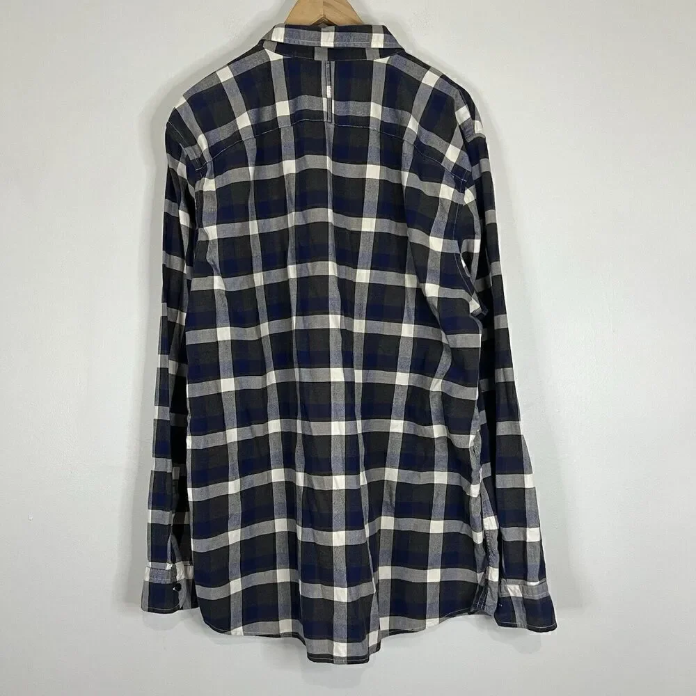 Banana Republic Blue White Plaid Classic Luxe Flannel 2XL